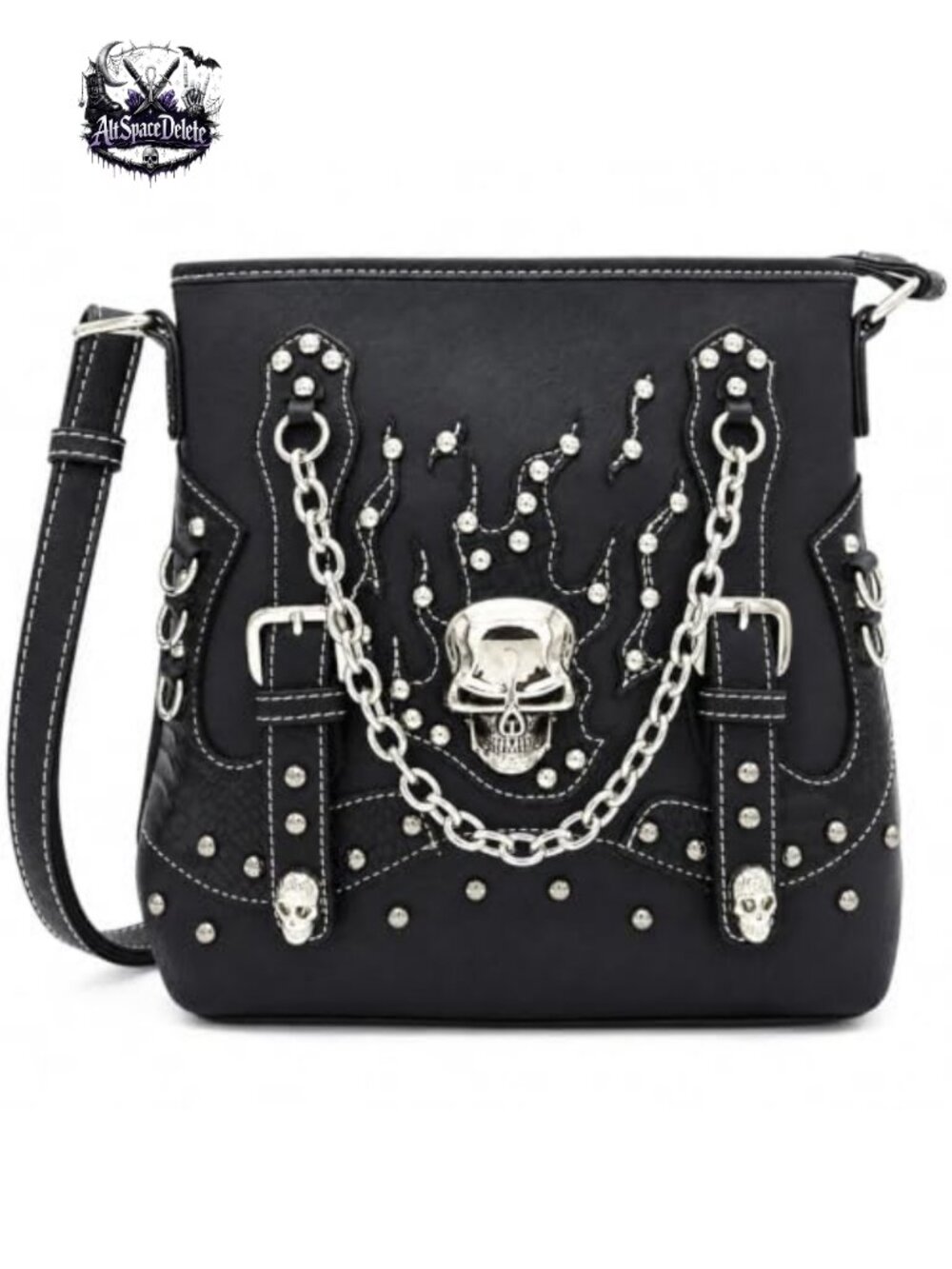 3D Sugar Skull Rhinestone Crossbody Purse Gothic Shoulder Bag